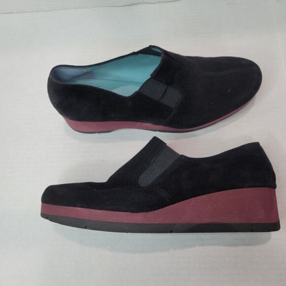 Thierry Rabotin Camoscio Divine Black Wedge Slip On Shoes Size 41 - Picture 2 of 13